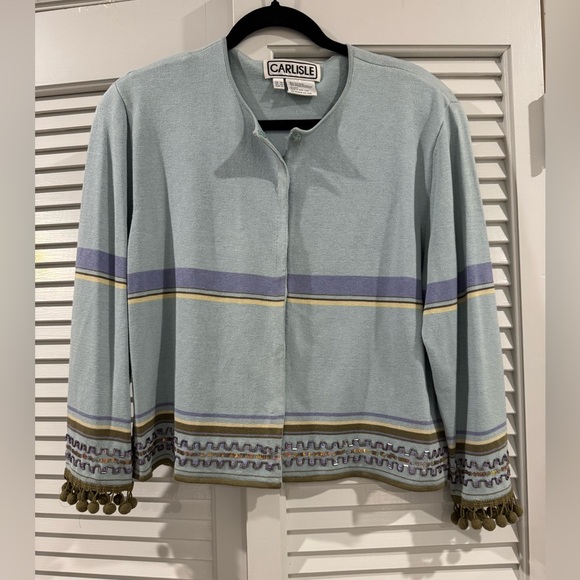 Carlisle Sweaters - Carlisle Blue and Purple Striped Cardigan